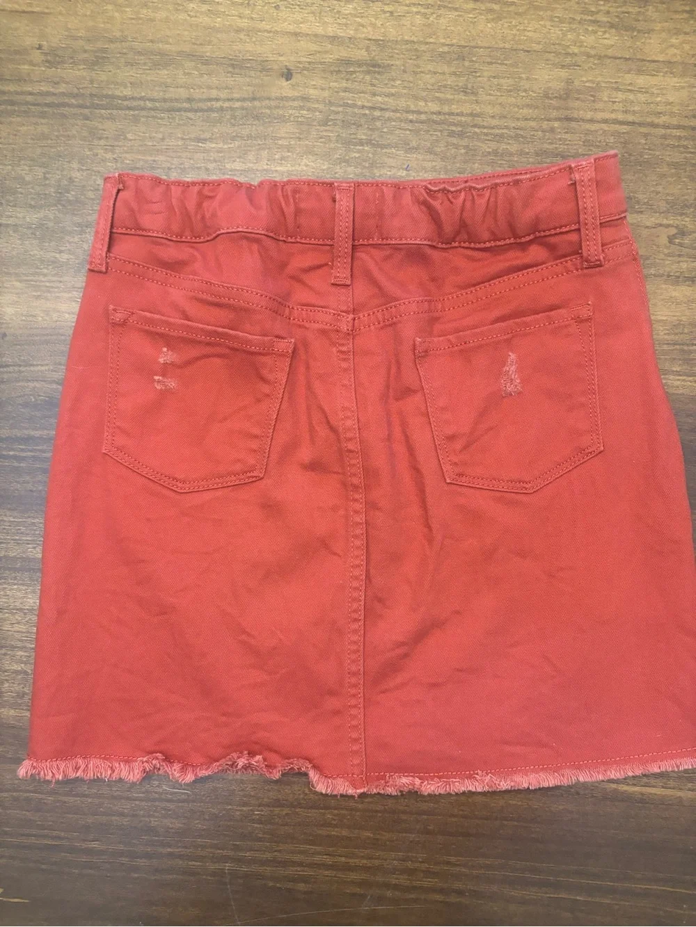 Old Navy girls size large 10/12 Rust Distressed Button-Front Denim Skirt